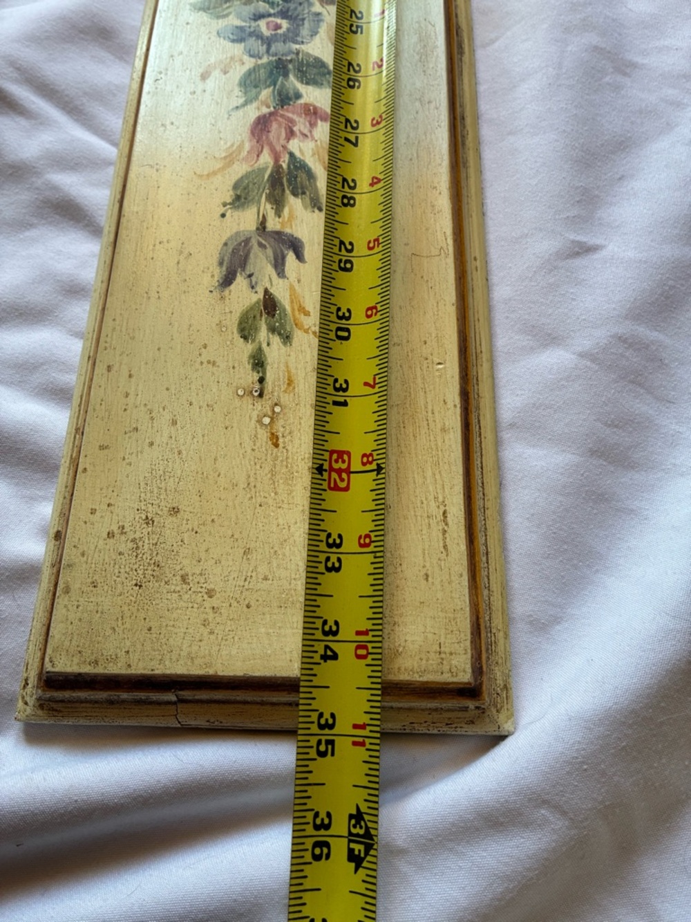 Italian Hand Painted Floral Wood Panel Yellow Multicolor Large TROMPE L'OEIL - Picture 7 of 16